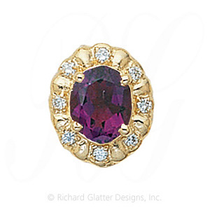 GS079 AMY/D - 14 Karat Gold Slide with Amethyst center and Diamond accents 